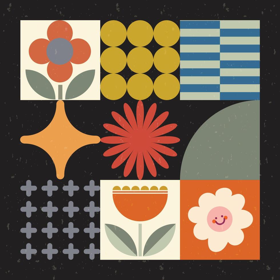 flat design vector vintage retro cute element floral flower pattern wallpaper background