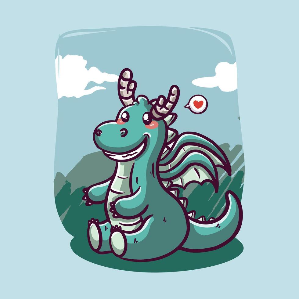 Cute dragon cartoon vector icon