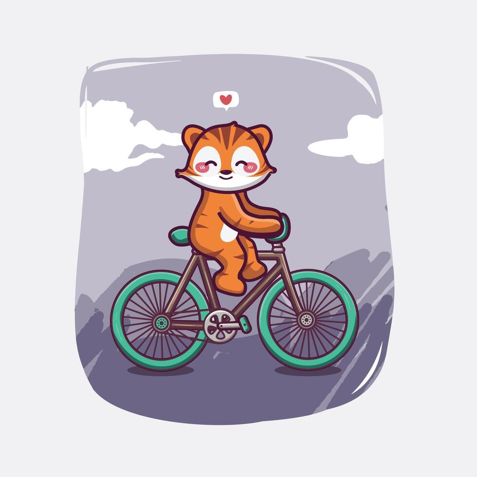 cute tiger riding a bicycle vector