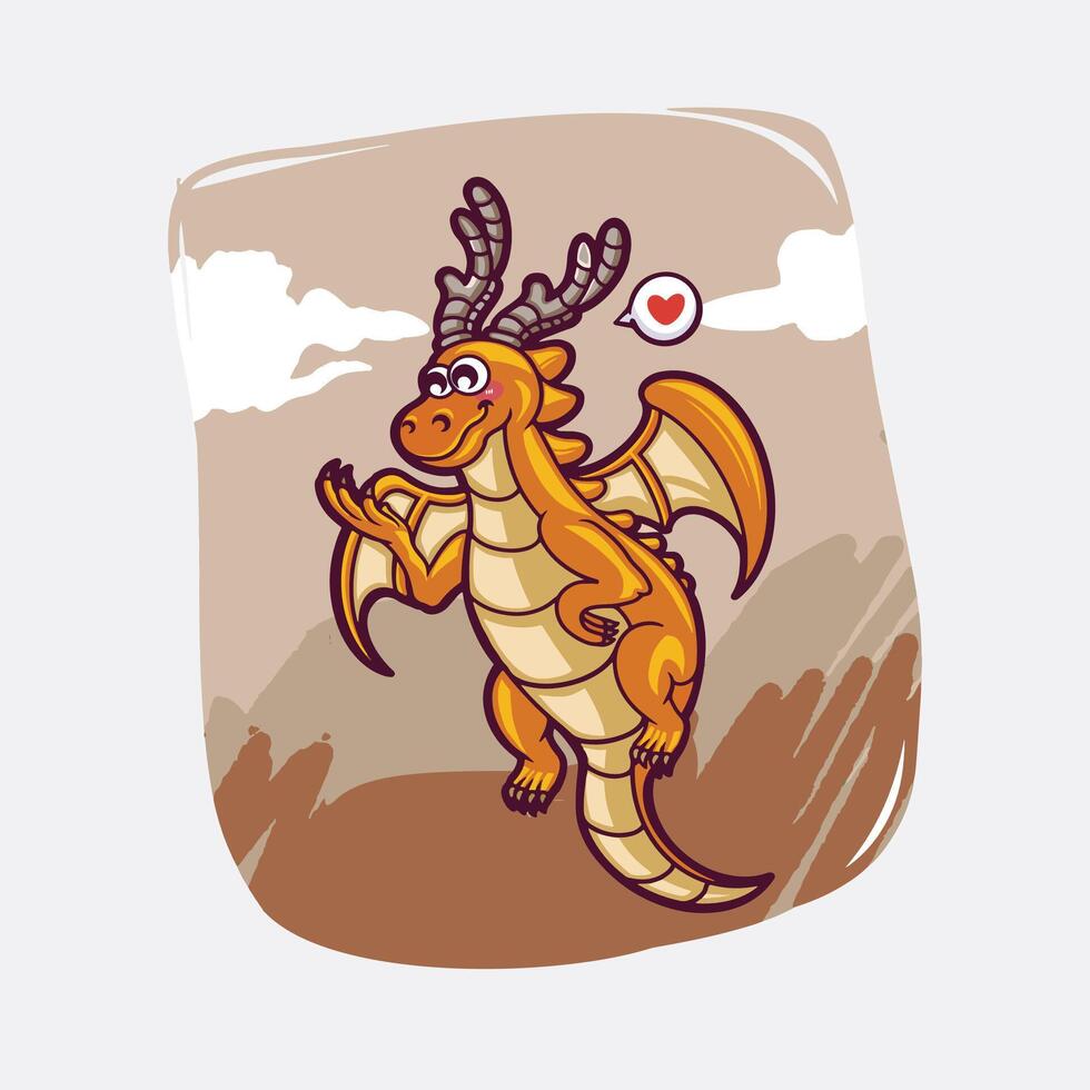 Cute young dragon cartoon vector icon