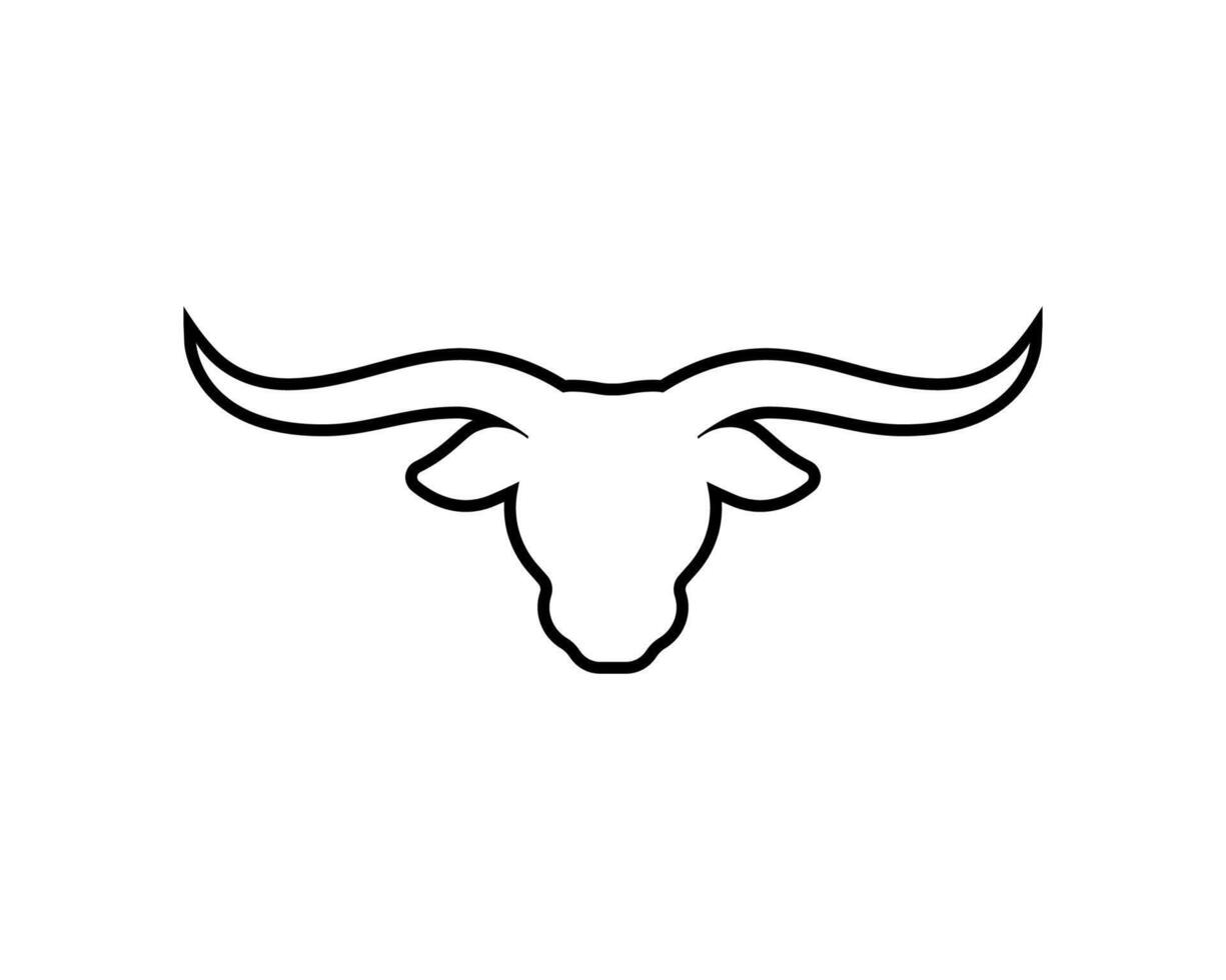 Longhorn bull head line icon vector isolated on white background.