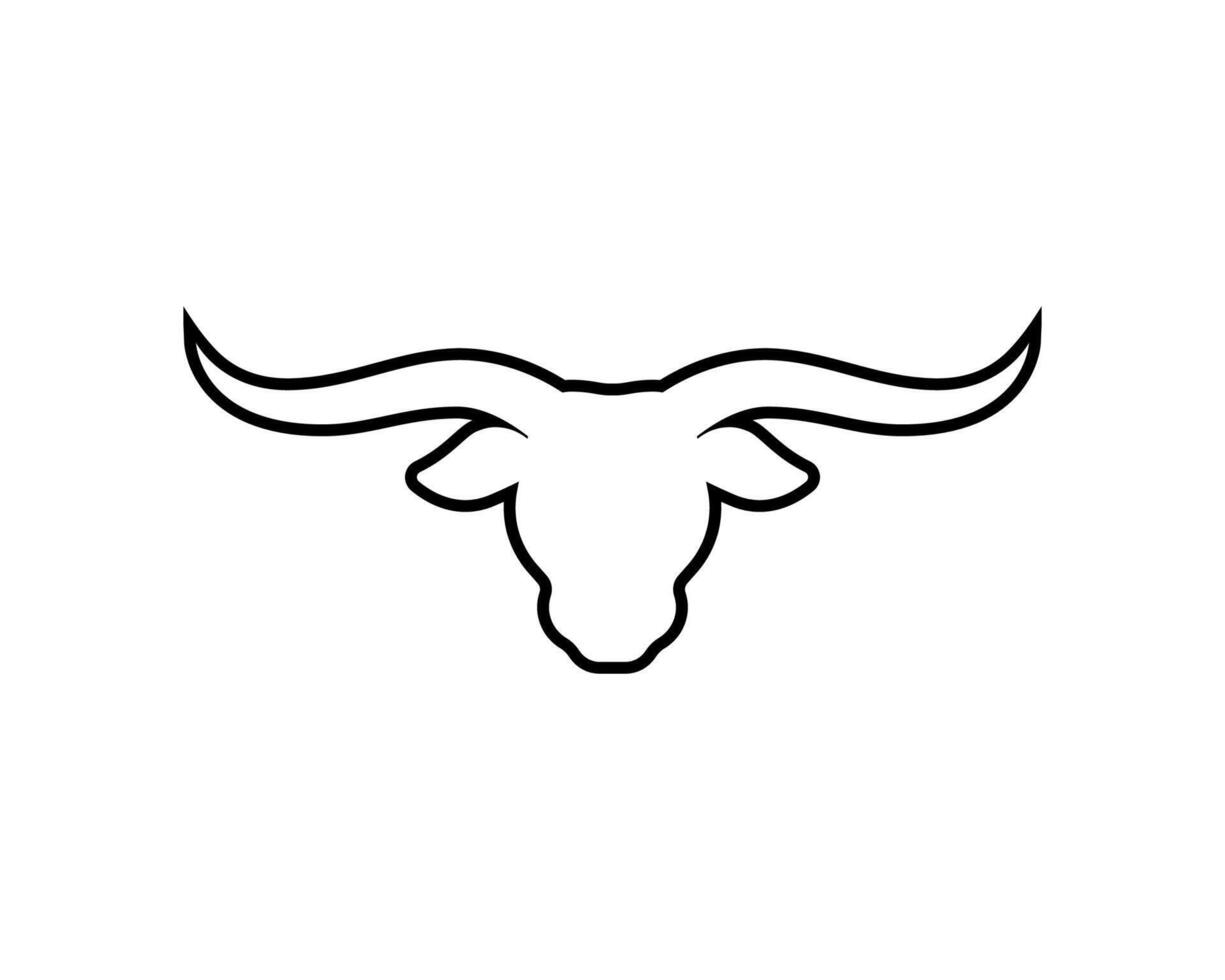 Longhorn toro cabeza línea icono vector aislado en blanco antecedentes.