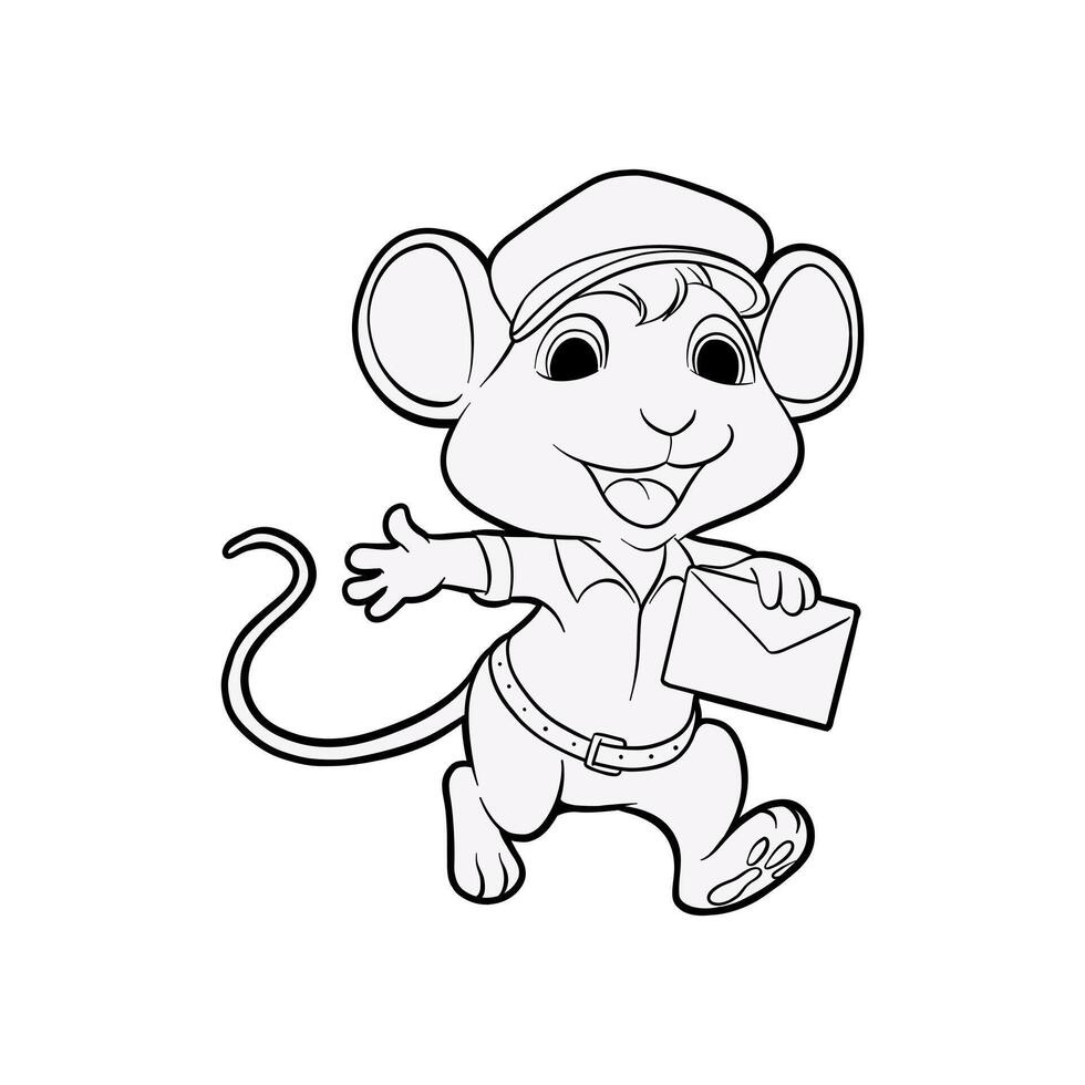 illustration of a mouse carrying a letter in cartoon style vector