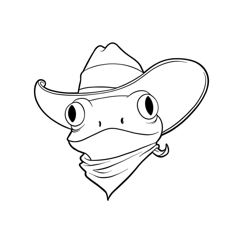 cowboy frog illustration in cowboy style vector