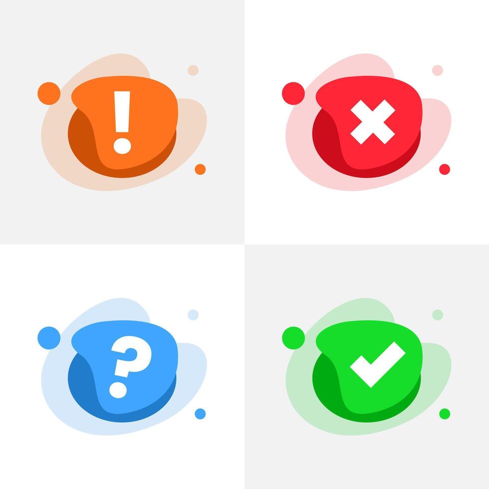 warning, cross, question and tick or check mark pop up ui concept illustration flat design vector. simple modern graphic element for mobile app, web vector