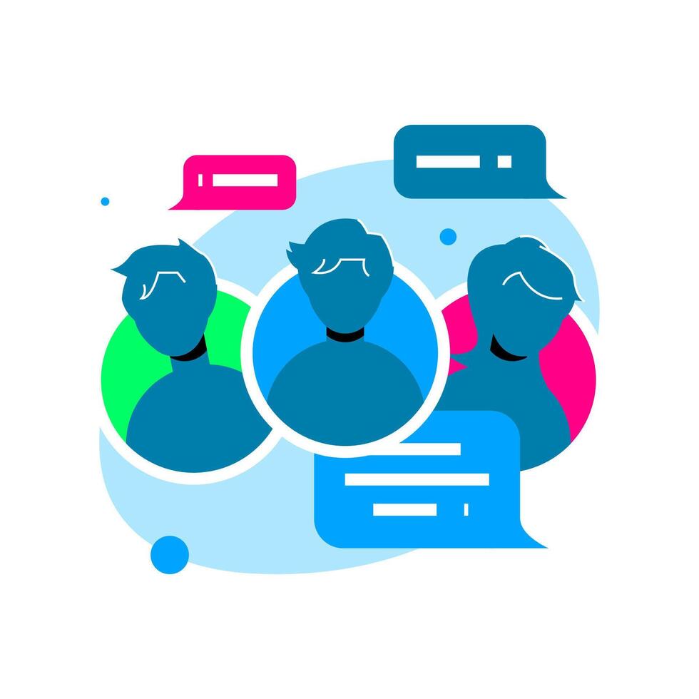 Chat Group, Discussion in app or website concept illustration flat