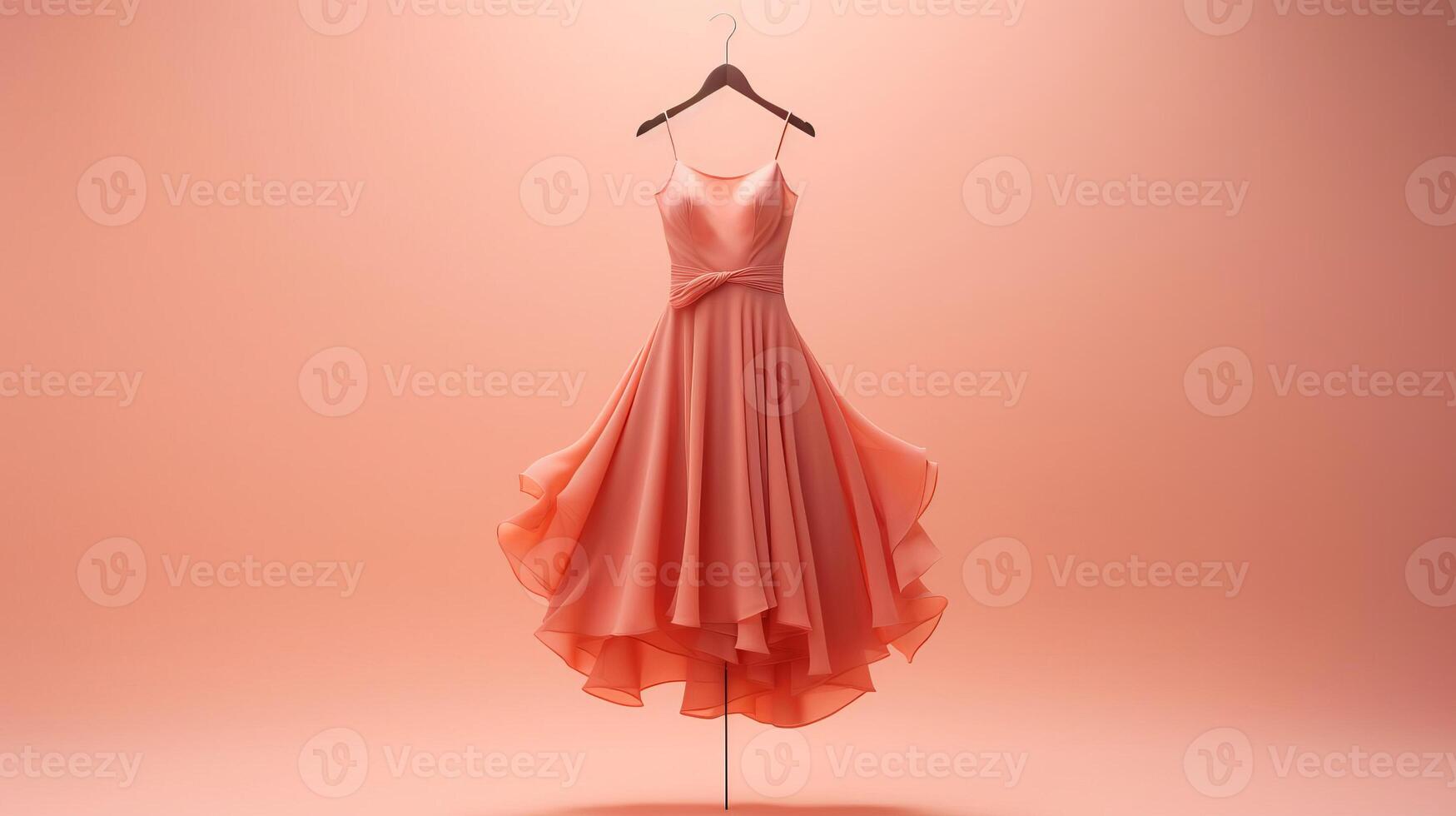 AI Generated Dress made of delicate fabric. Color of the year 2024 peach fuzz. photo