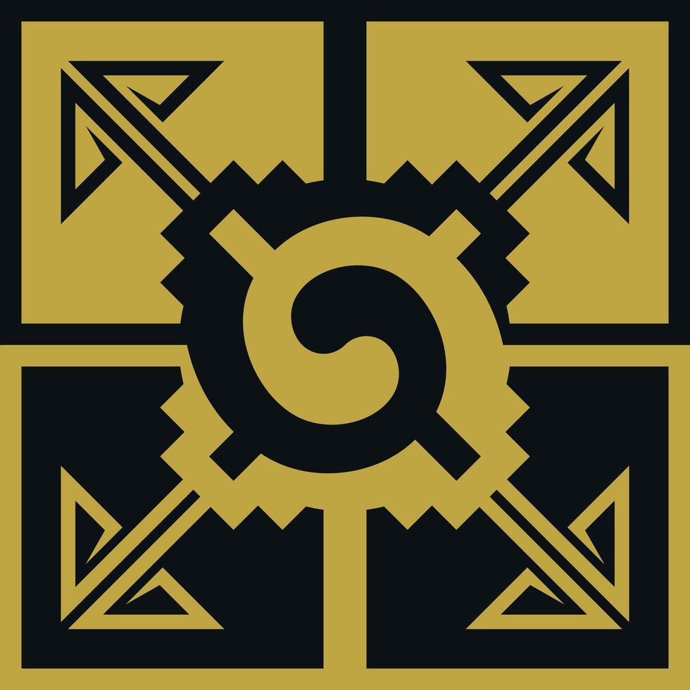 Vector design of Aztec civilization tribal symbol, Mexican indigenous geometric pattern design