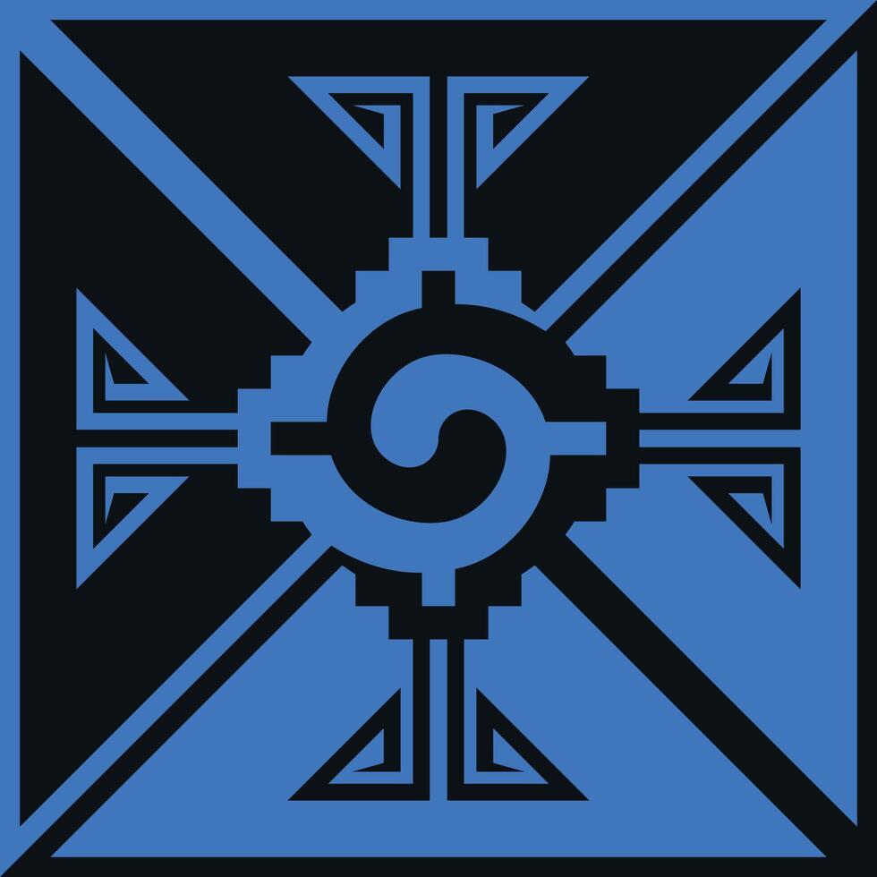 Vector design of Aztec civilization tribal symbol, Mexican indigenous geometric pattern design