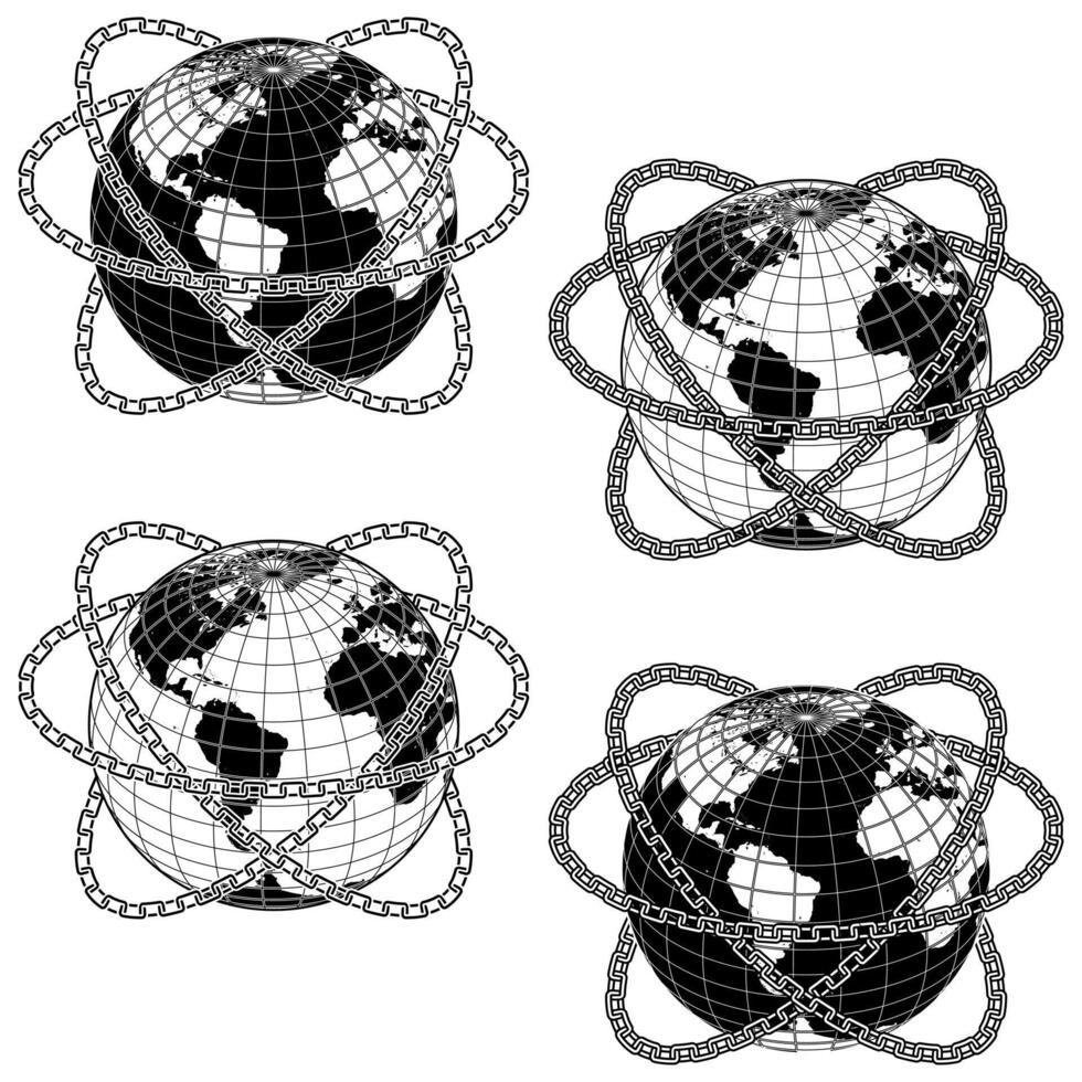 vector diseño de planeta tierra rodeado por cadenas, diseño de el tierra esfera con cadenas