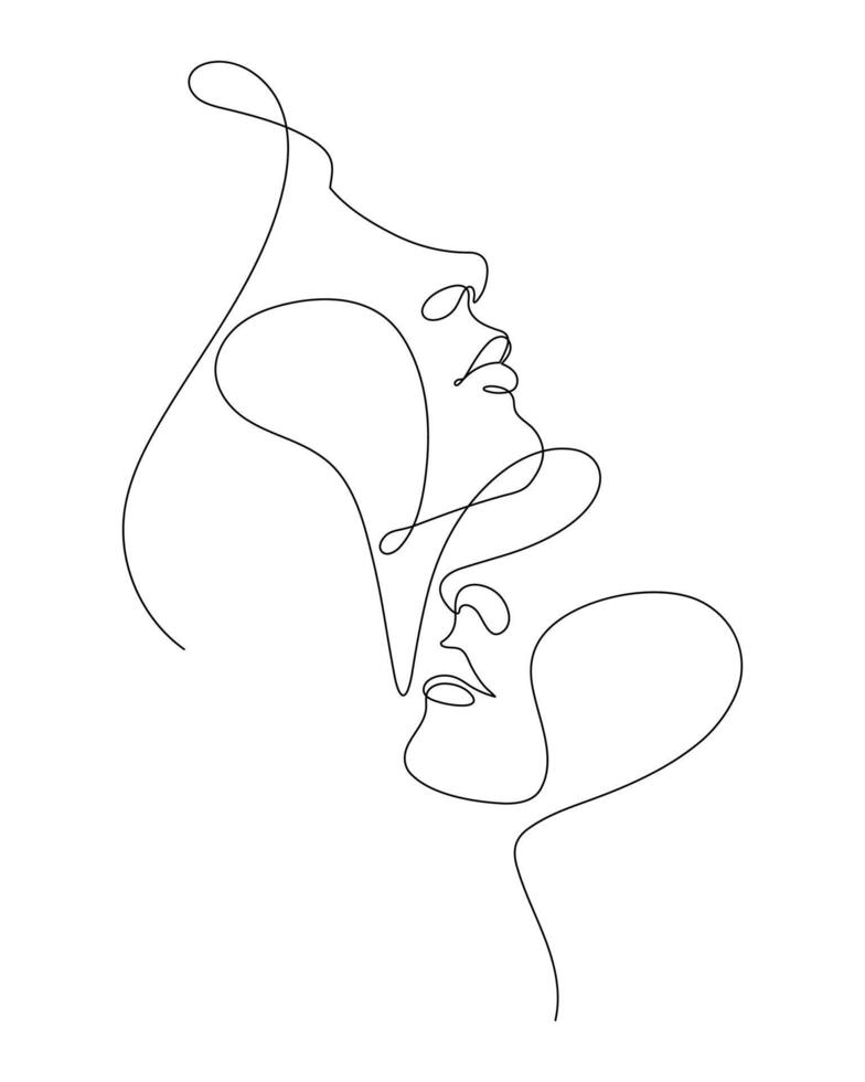 couple dating romantic pose concept one line drawing continuous vector