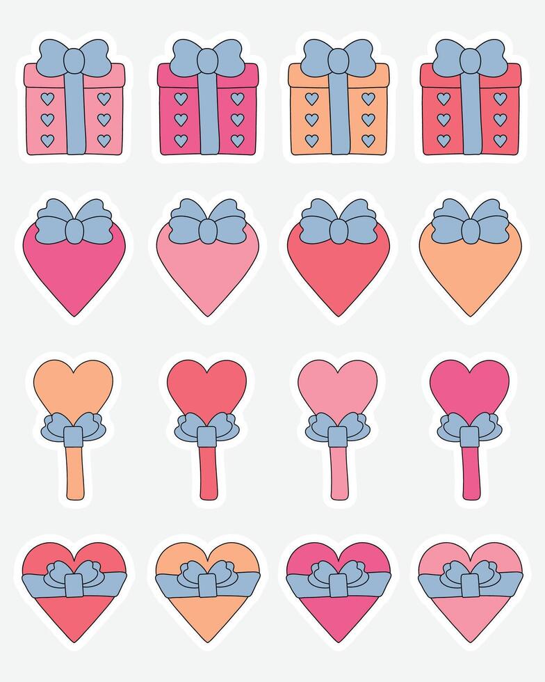 Set of Valentine's day stickers, badge and more. vector