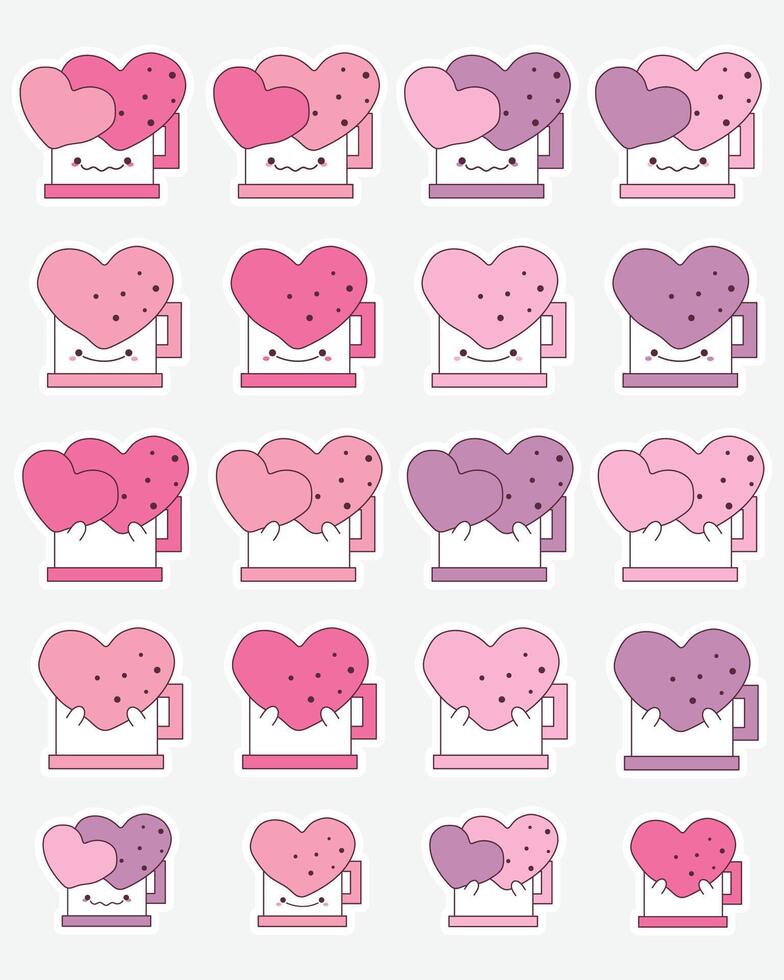 Set of Valentine's day stickers, badge and more. vector