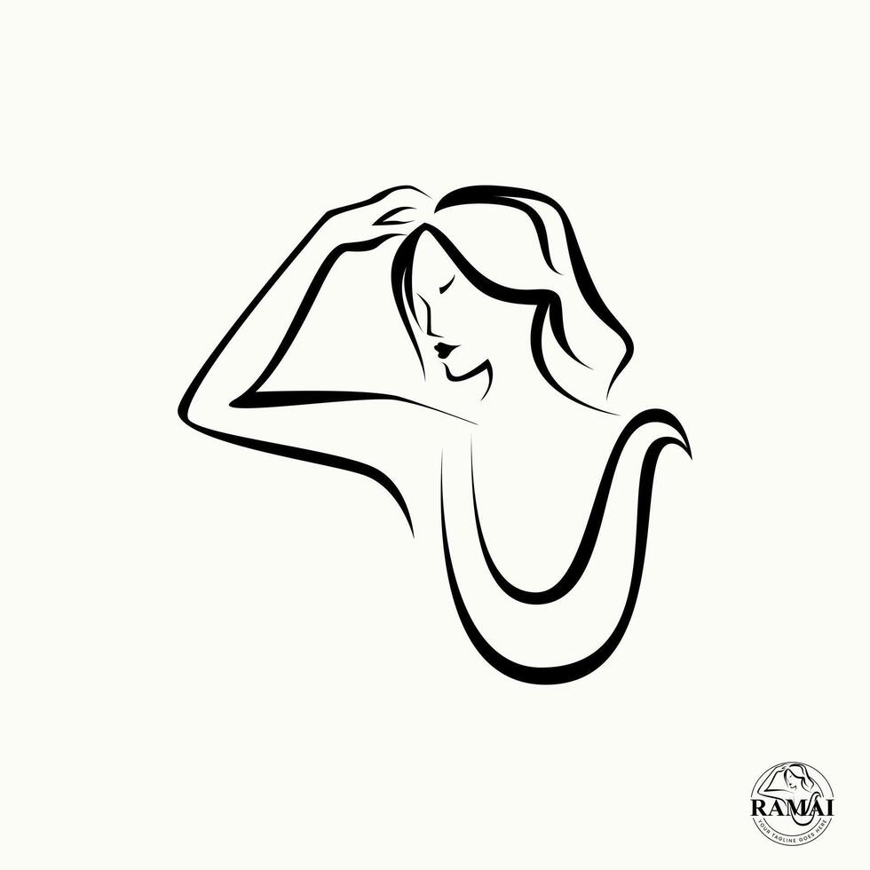 Logo design graphic concept creative abstract premium vector stock unique simple line art exotic pose woman. Related to beauty fashion lifestyle body