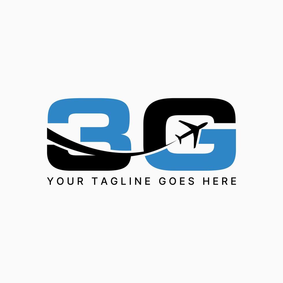 Logo design graphic concept creative premium vector stock initial letter 3G font swoosh airplane aircraft flight. Related to monogram aviation travel