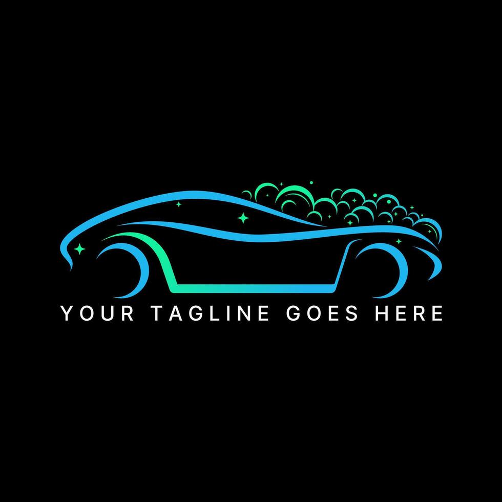 Logo design graphic concept creative premium abstract vector stock side sport car with soap foam. Related to transportation clean wash salon workshop