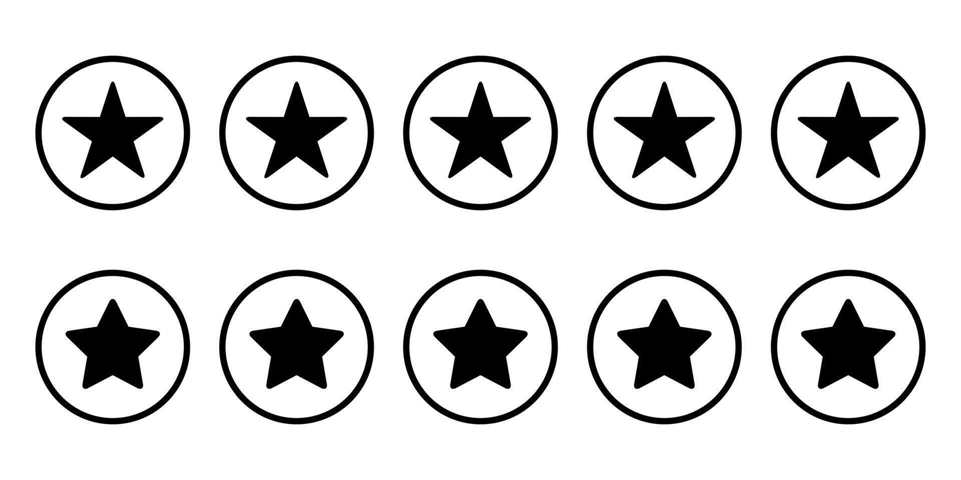 Five star icon vector on circle line
