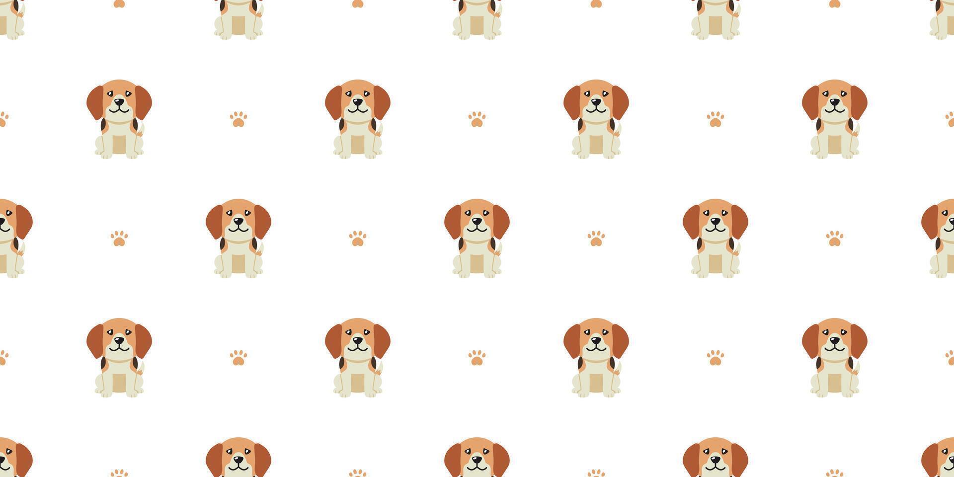 Cartoon character beagle dog seamless pattern background vector
