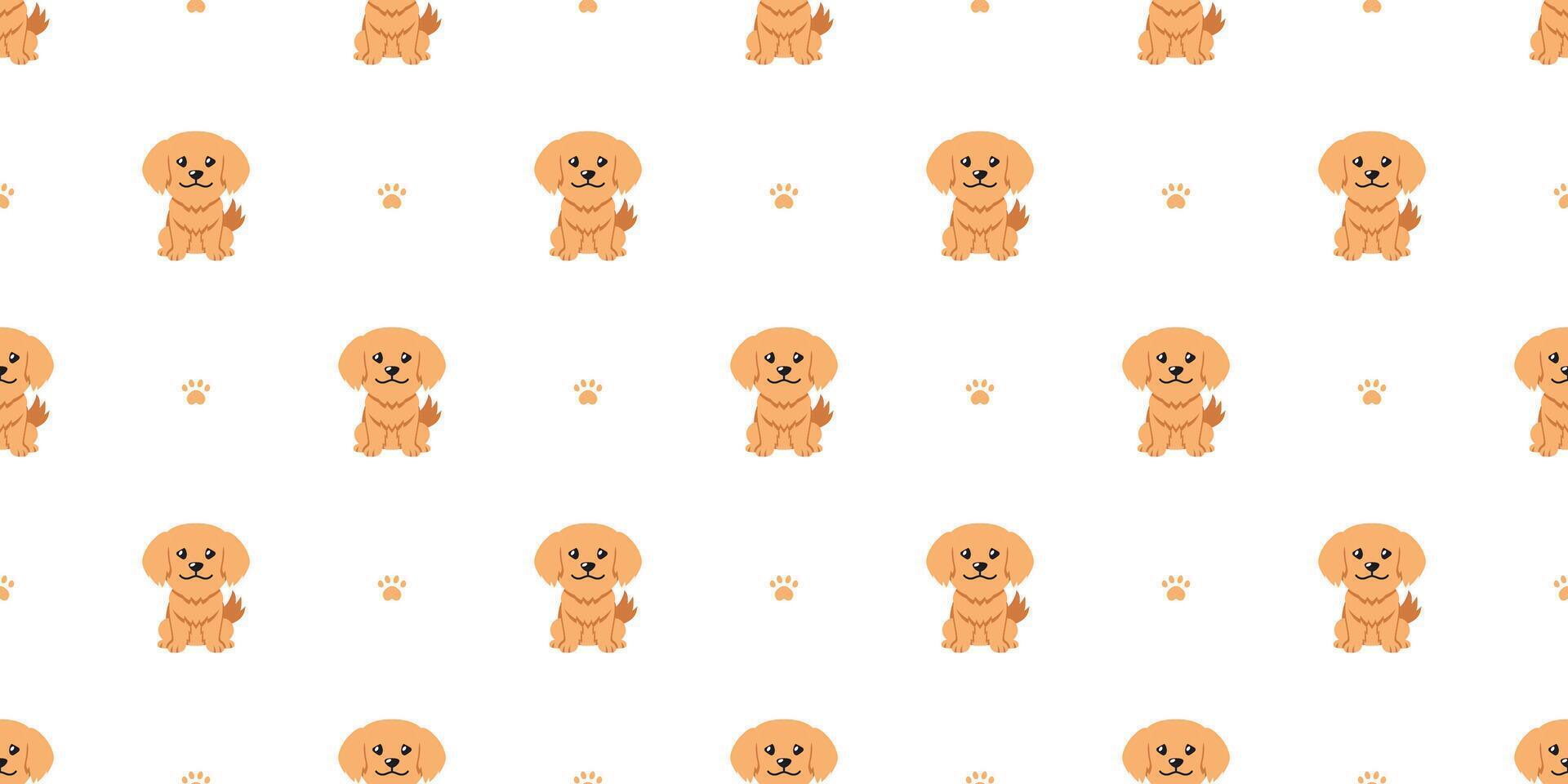 Cartoon character golden retriever dog seamless pattern background vector