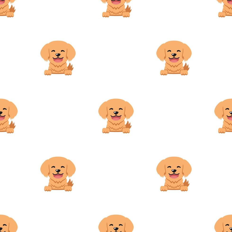 Vector cartoon character golden retriever dog seamless pattern background