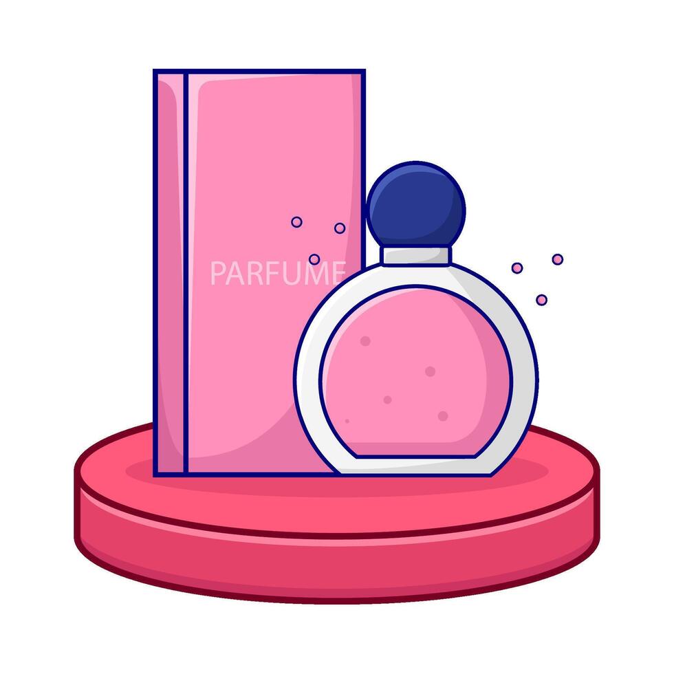 bottle parfume with box packaging in display illustration vector