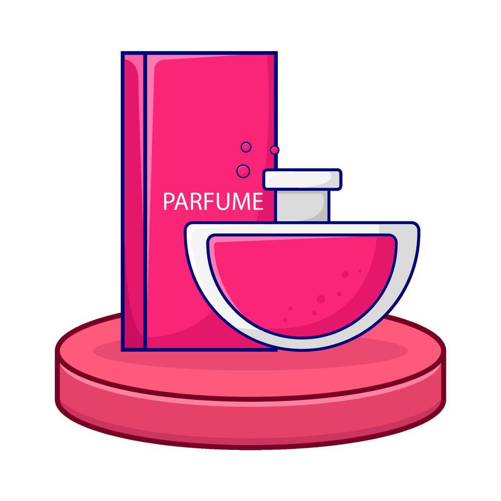 bottle parfume with box packaging in display illustration vector