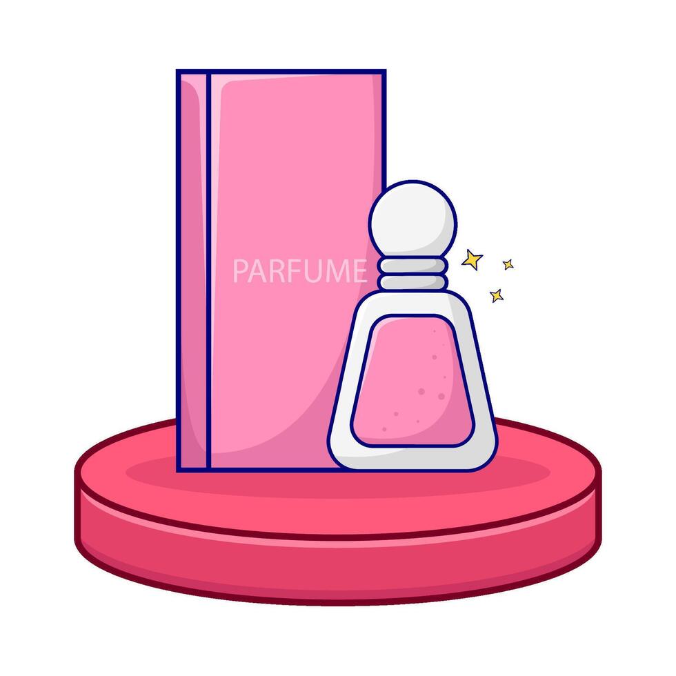 botella perfumar con caja embalaje en monitor ilustración vector