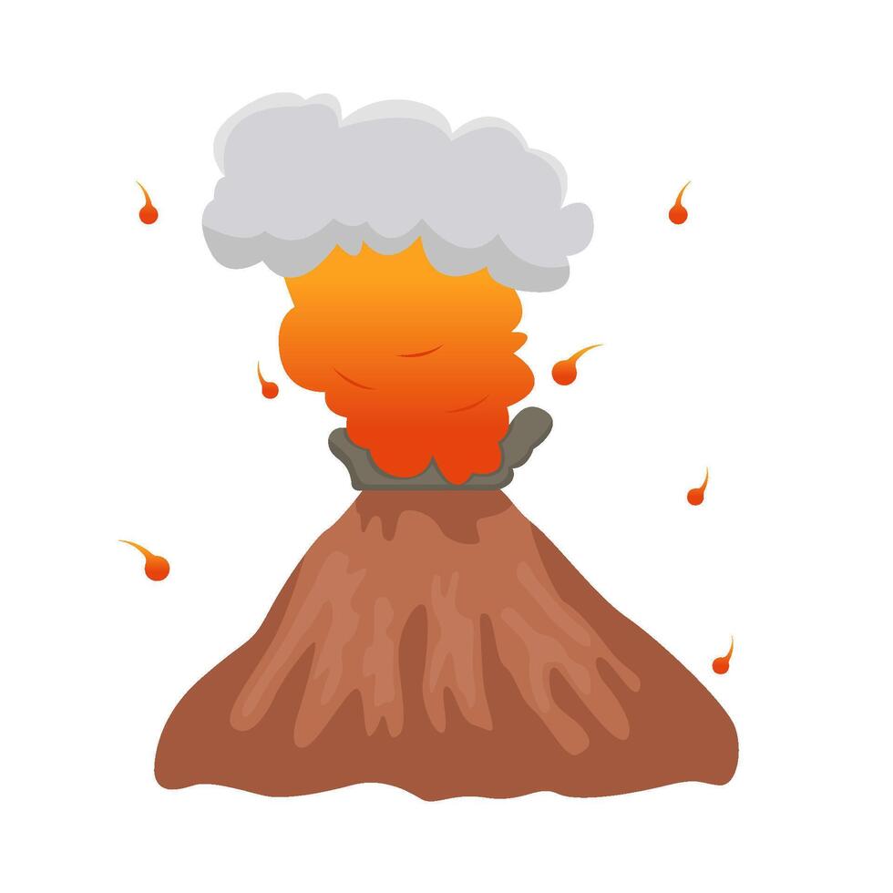 volcano lava fire with smoke illustration vector