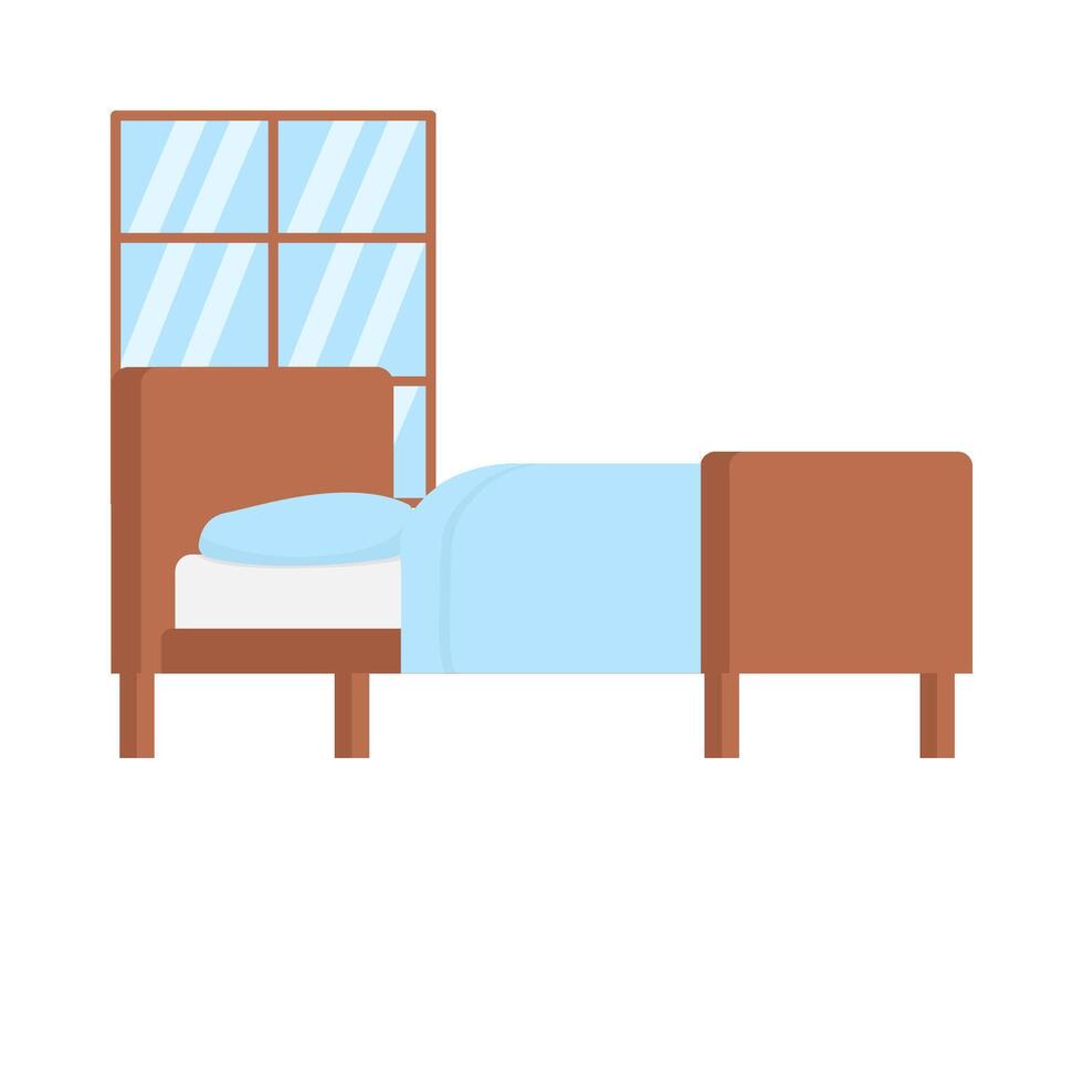 single bed in bedroom illustration vector