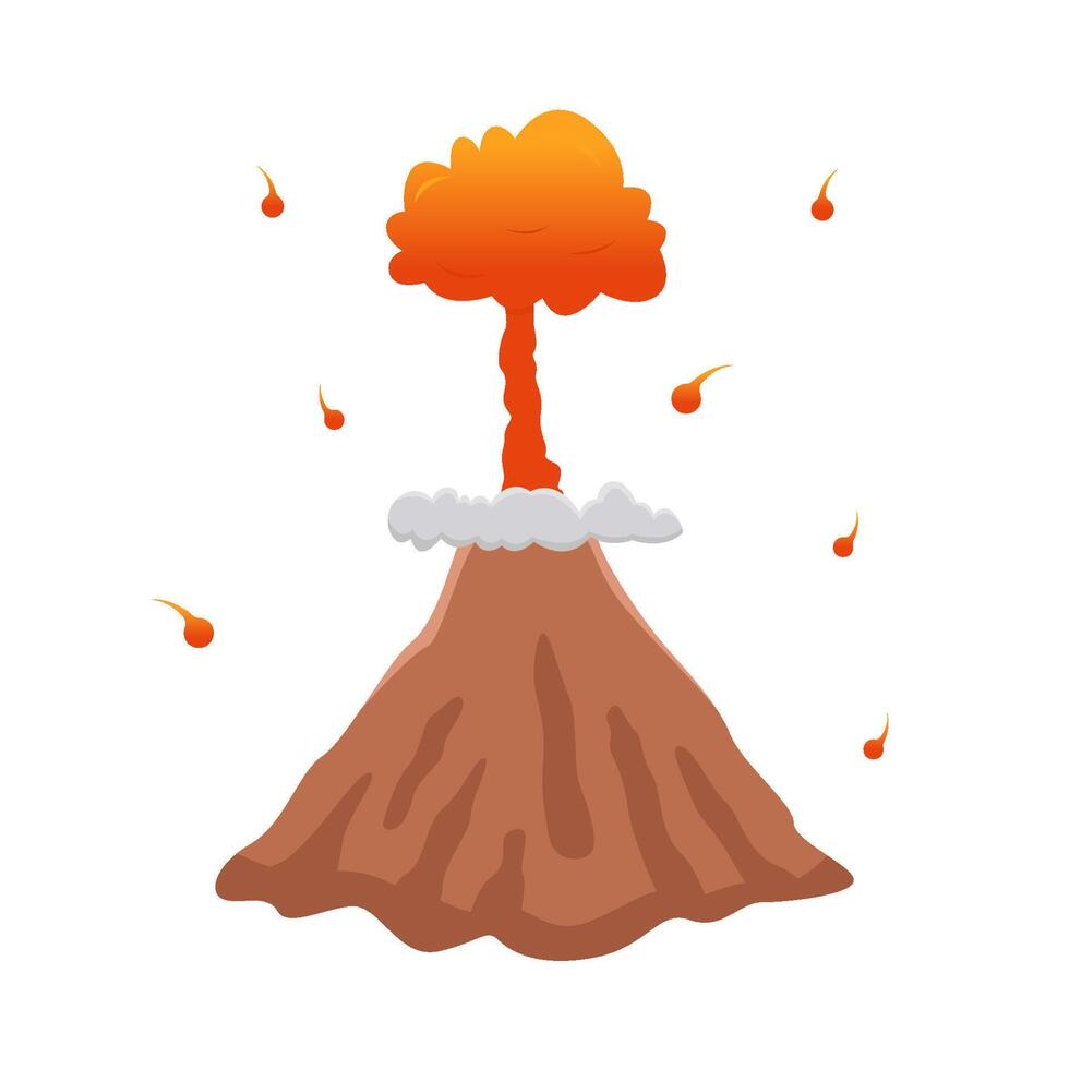 volcán lava fuego con fumar ilustración vector