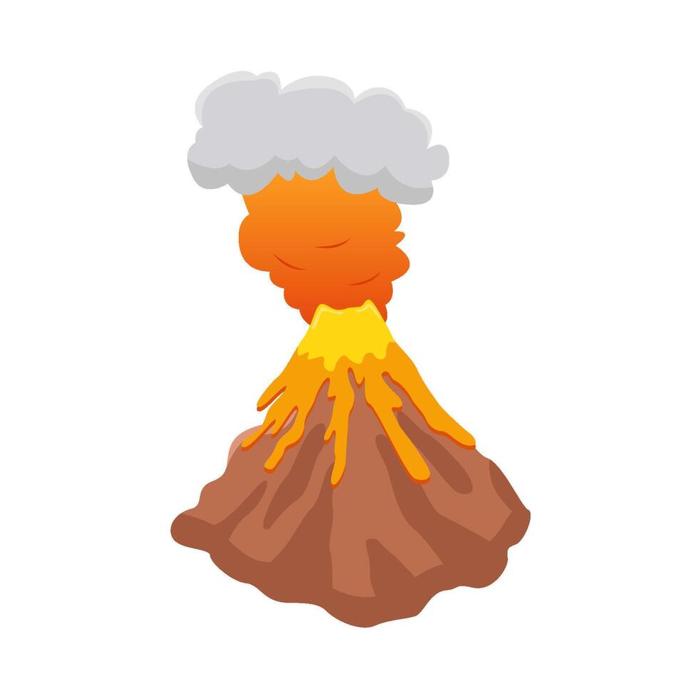 volcán lava fuego con fumar ilustración vector