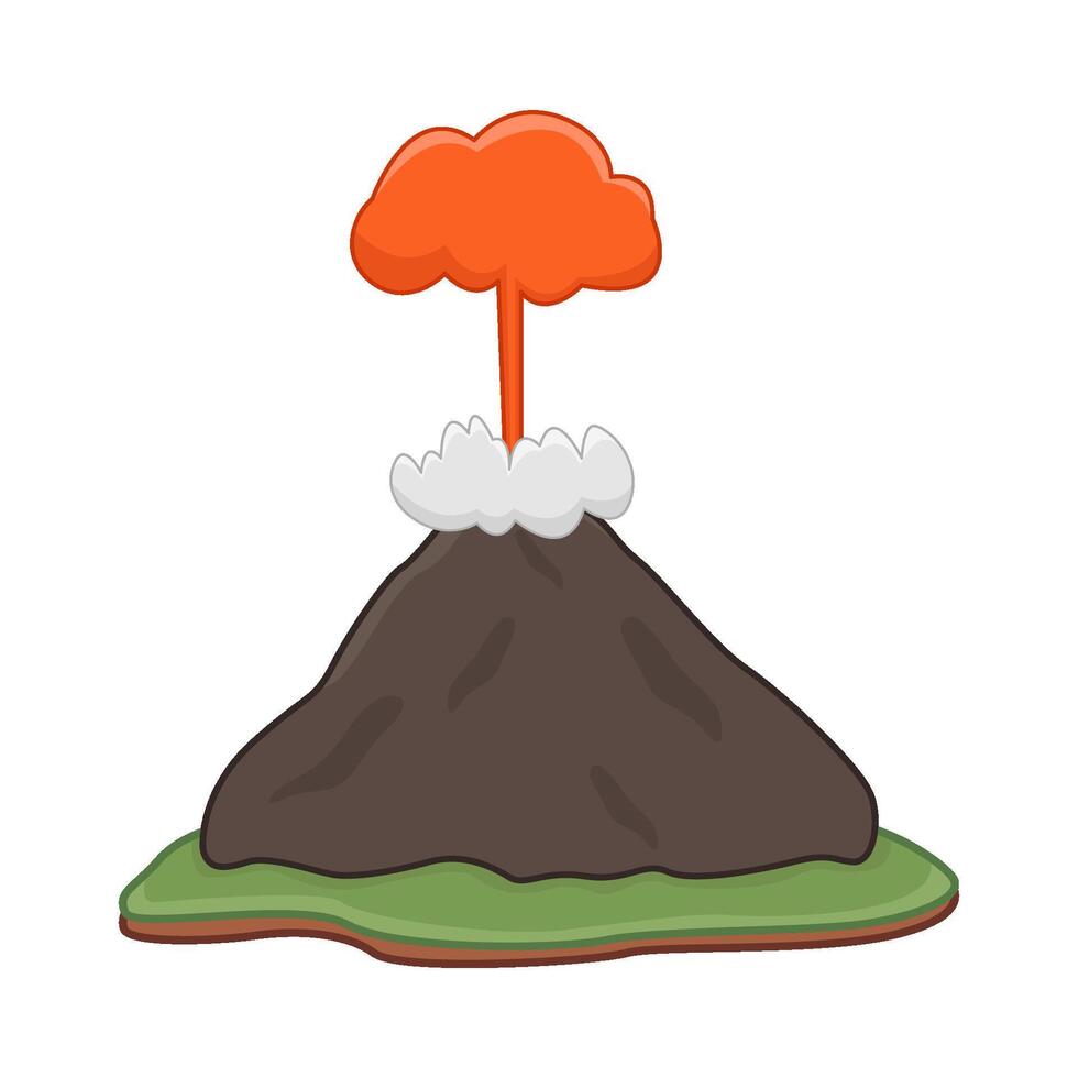 volcán lava fuego con fumar ilustración vector