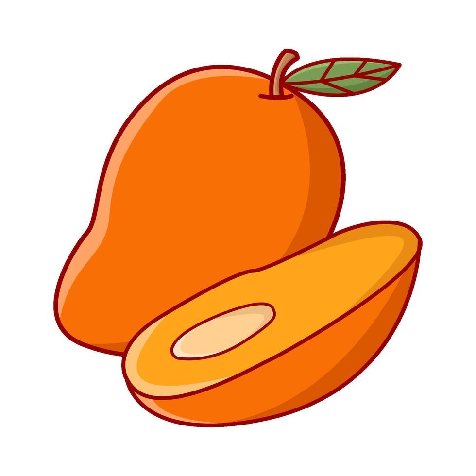 mango fruit with slice mango illustration vector