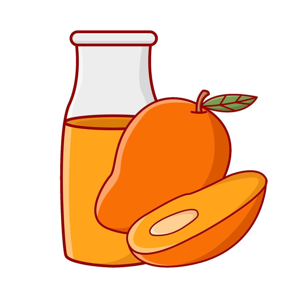 juice mango, mango fruit with mango slice illustration vector