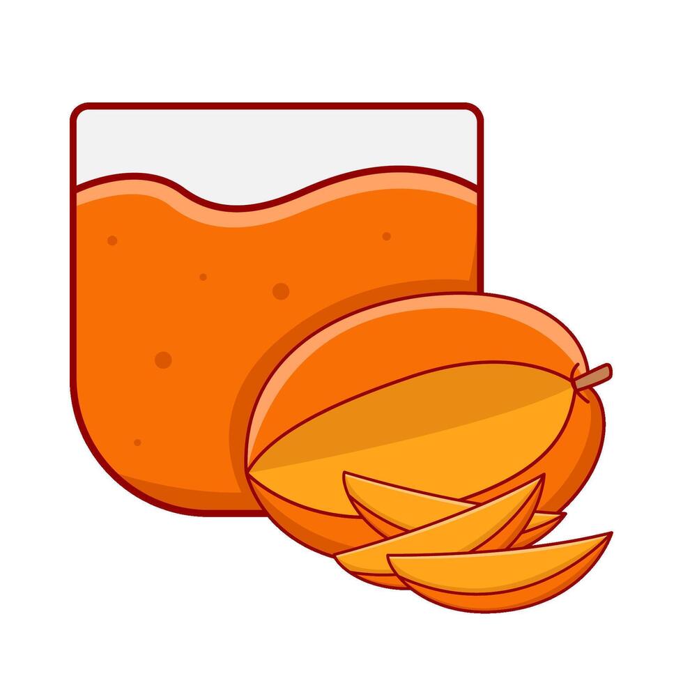 mango rebanada con jugo mango ilustración vector