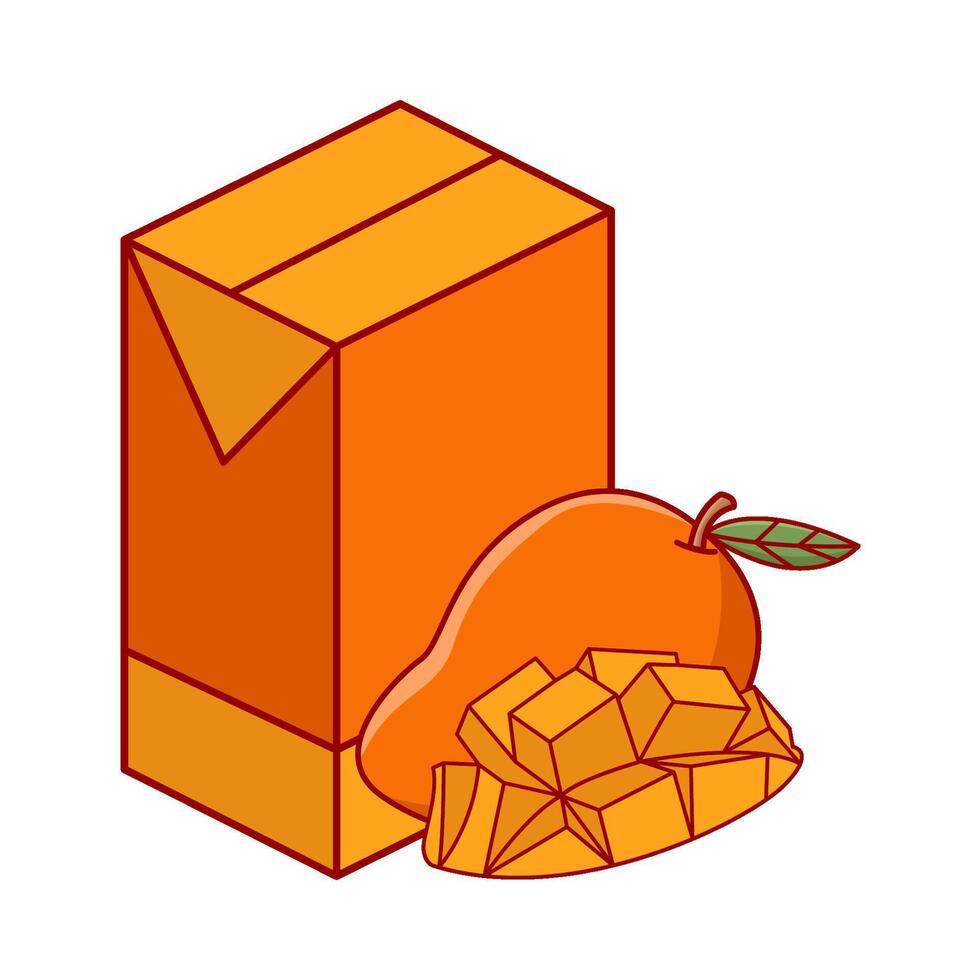 juice mango, mango with mango pieces cube illustration vector