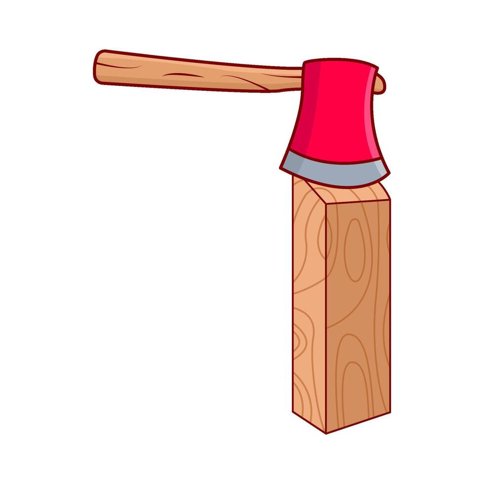 ax with tree trunk illustration vector
