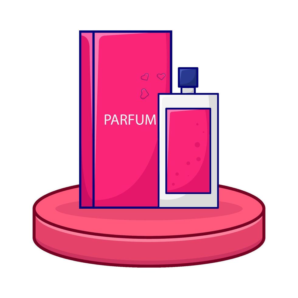 bottle parfume with box packaging in display illustration vector