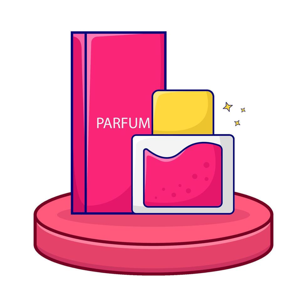bottle parfume with box packaging in display illustration vector