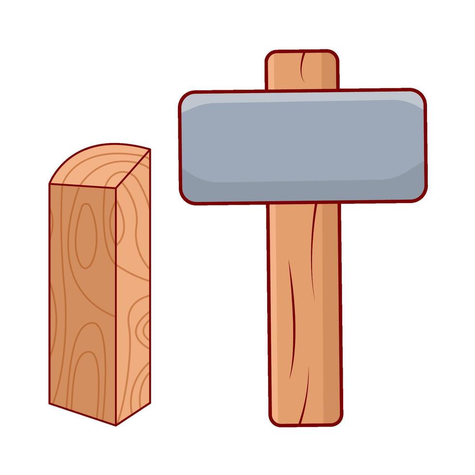 martillo con madera ilustración vector