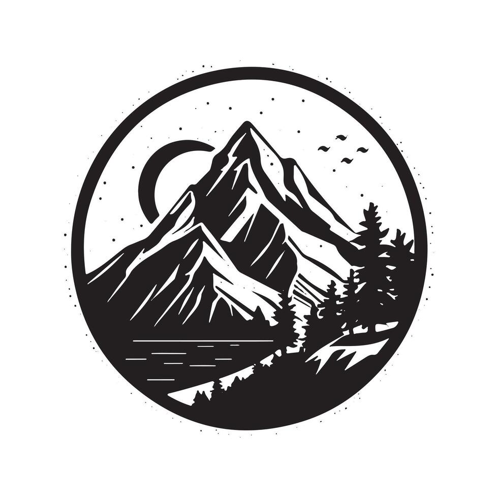 Mountain Icon. Hiking and Travel Company Emblem. Simple Vector Design Element. Vector illustration