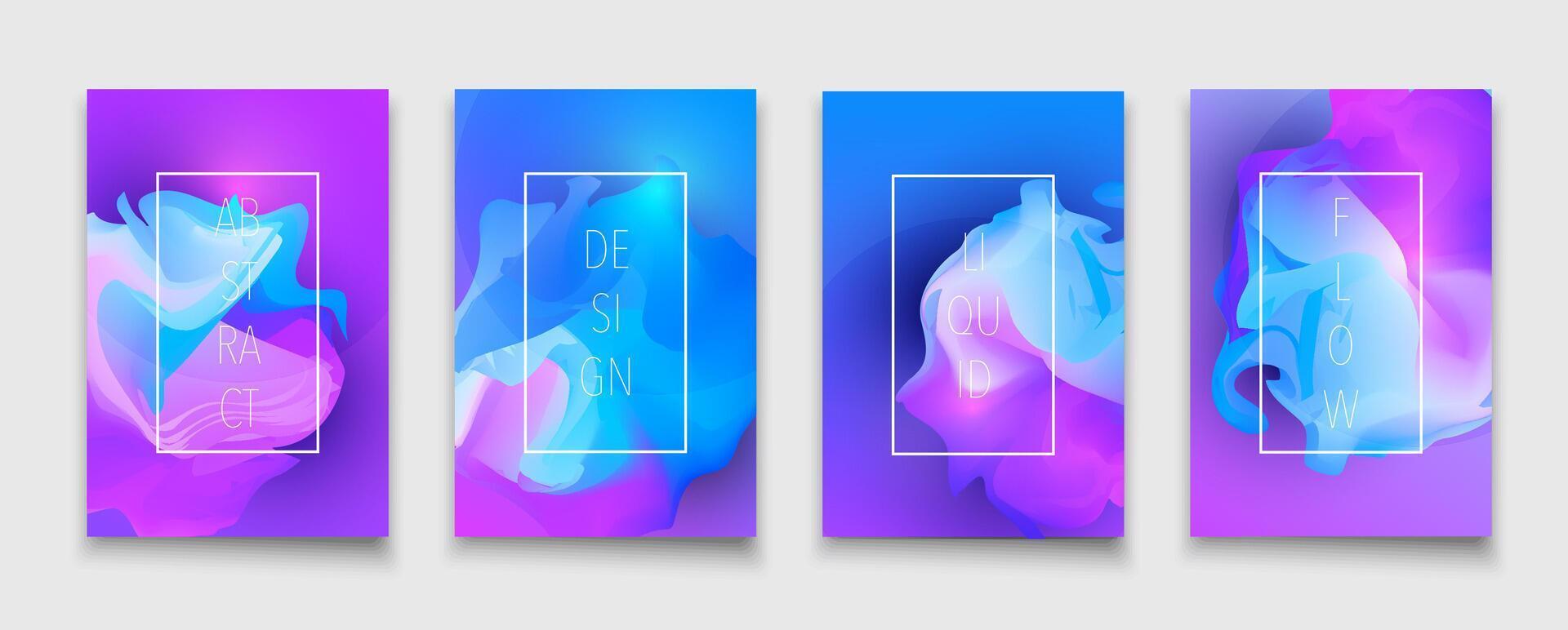 Liquid shapes and fluid neon gradients brochure design template. Vector colorful trendy leaflets set. . Vector illustration