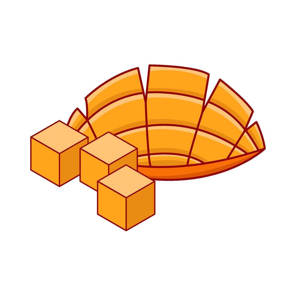 mango slice  cube illustration vector
