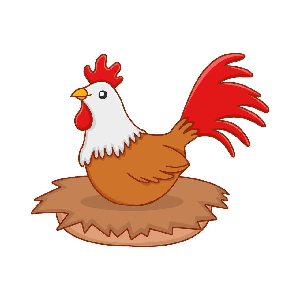 gallo animal en pollo jaula ilustración vector