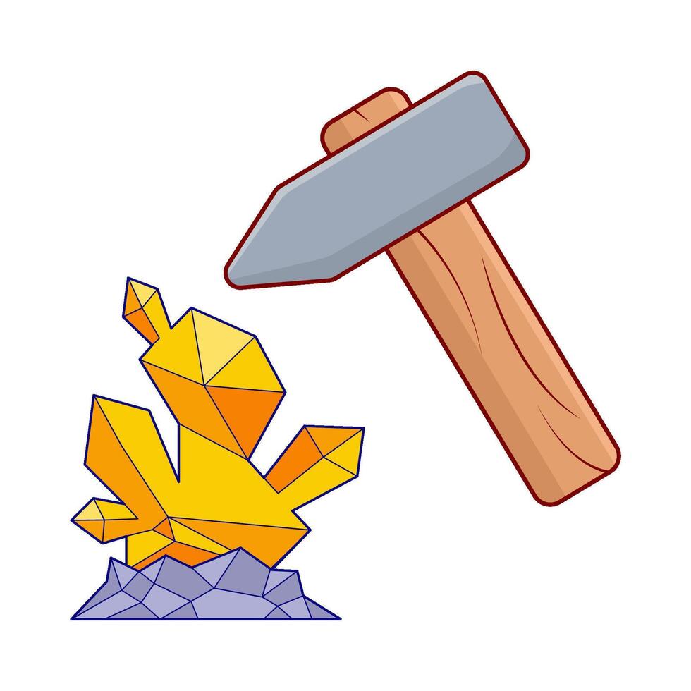 hammer with bar gold illustration vector