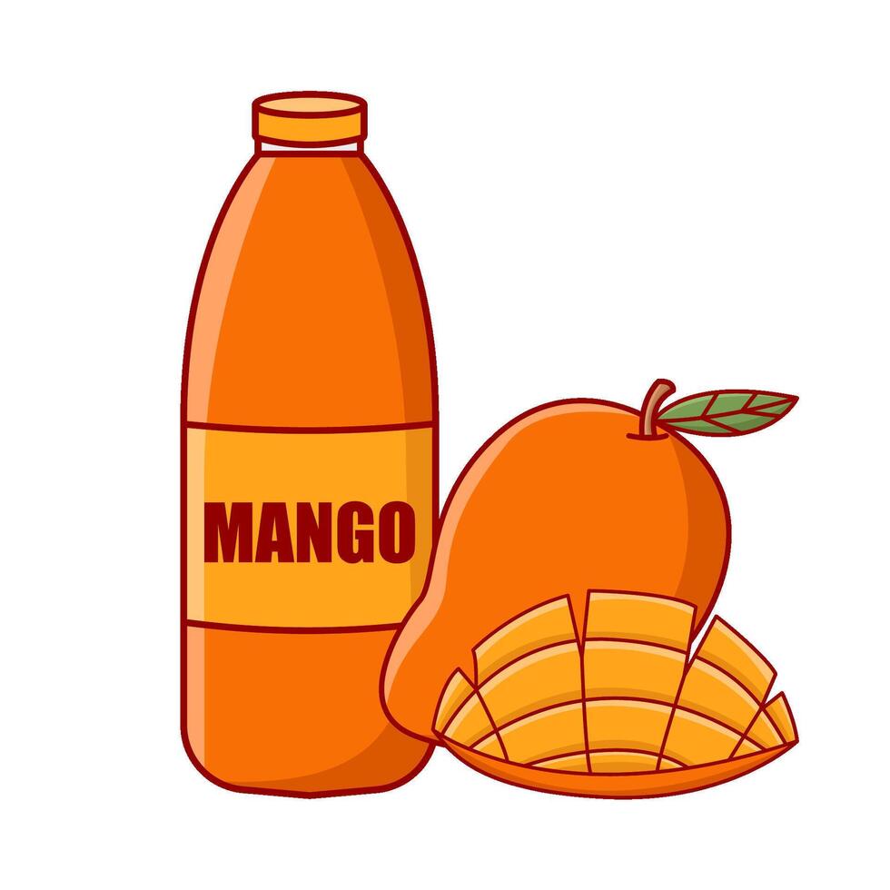 juice mango, mango fruit with mango slice illustration vector