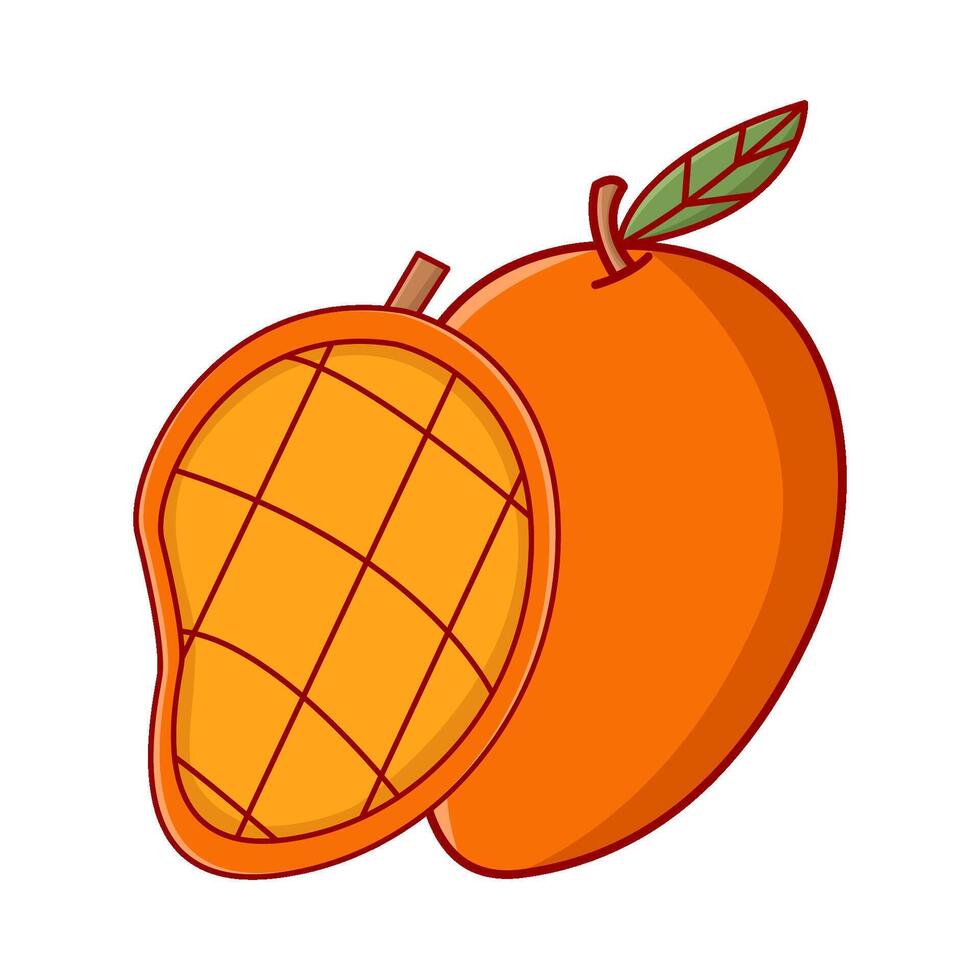 mango with mango slice illustration vector