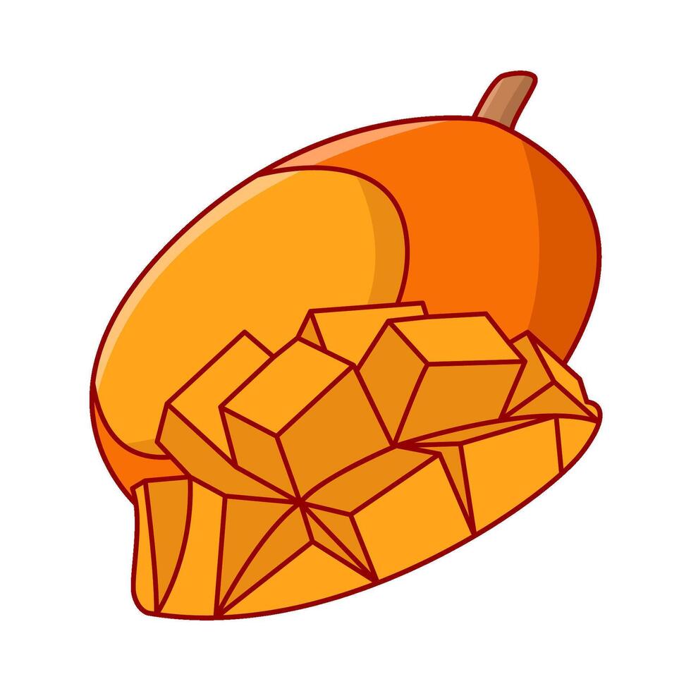 mango slice with mango cube illustration vector