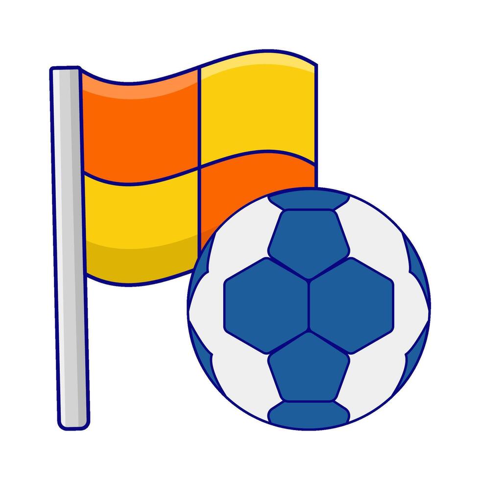 bandera con fútbol pelota ilustración vector