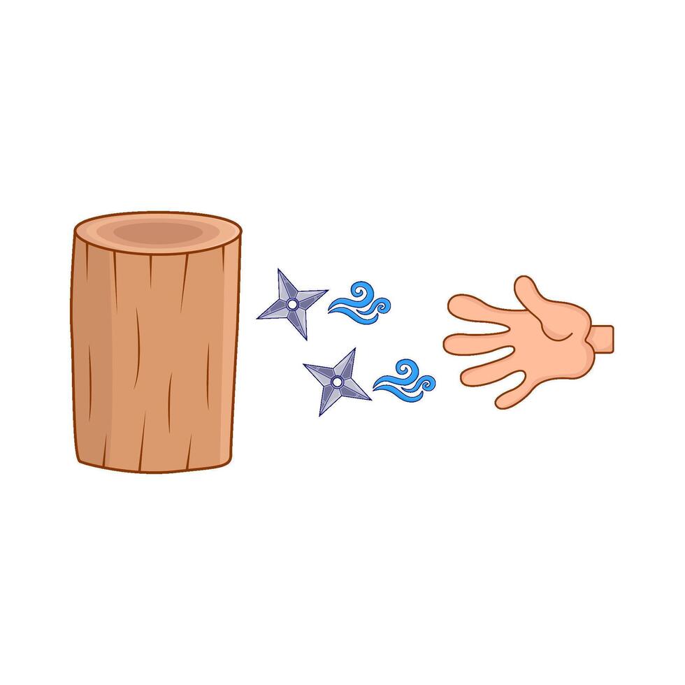 el shuriken es arrojado a el árbol maletero ilustración vector